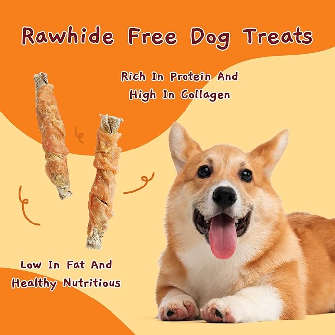 Jungle Calling Dog Treats, High Protein Dog Chewy Treats Healthy Teeth and Coat, Chicken Wrapped Cod Skin Sticks, Rawhide Free Cod Fish Skin Treats for Dogs, 10.6 oz