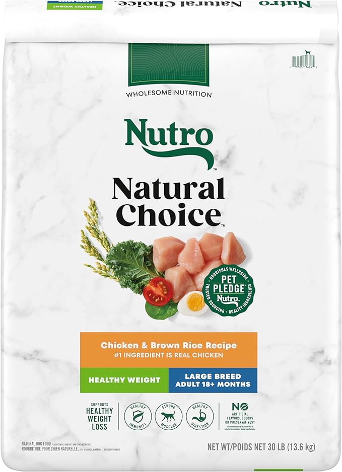 Nutro Natural Choice Adult Large Breed Healthy Weight Dry Dog Food, Chicken and Brown Rice Recipe, 30 lbs.