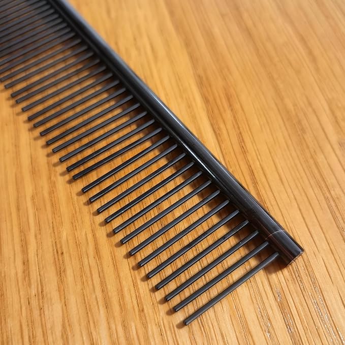 Kopal Dog Comb 2 Pack Metal Comb for Dogs and Cats, Rounded Teeth Pet Steel Combs, Rustproof Stainless Steel Combs, Cat Comb, Pet Dematting & Deshedding Brush, Pet Grooming Combs, 7.4in - Black