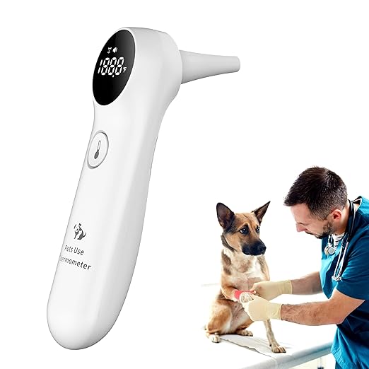 Dog Temperature Monitor, Pet Thermometer for Dogs and Cats, Veterinary Thermometer Measure in 1 Second, 20 pcs Pet Swabs Included