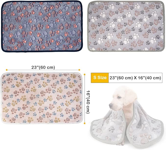 Dono 1 Pack 3 Dog Blankets, Soft Fluffy Fleece Pet Blanket Warm Sleep Mat Paw Print Design Puppy Kitten Throw Blanket Doggy Mat, Blanket for Dogs