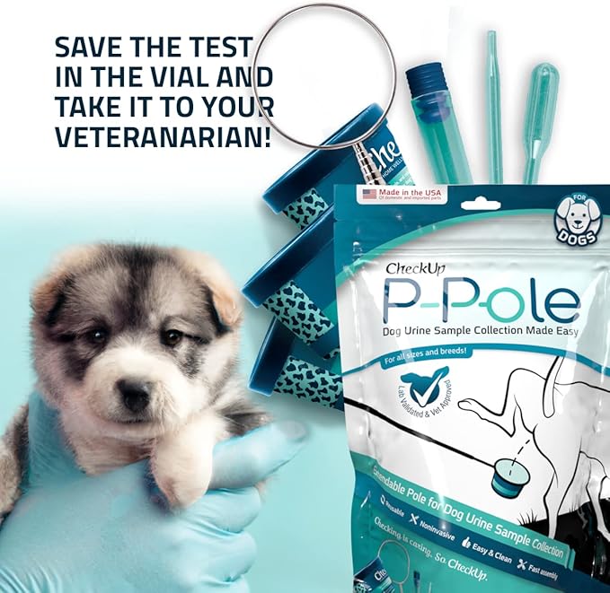 CheckUp P-Pole - Dog Urine Collection Pack - Telescopic Pole, Cups, Pipettes & Vials - A New Innovative, Do It Yourself Approach to Collect Your Dogs Urine at Home and Have it Ready for Testing