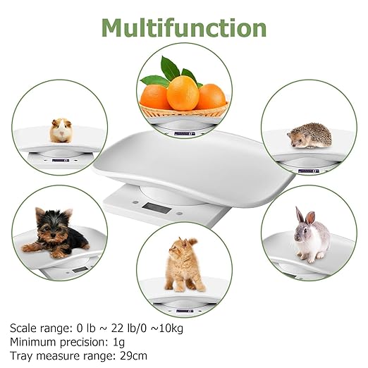 Digital Small Animals Scales for Weighing with Tape Measure, Puppy Whelping Scale Weigh Your Kitten, Rabbit with High Precision, Inclue 15 Color Newborn Puppy Collars and 6 Record Keeping Charts