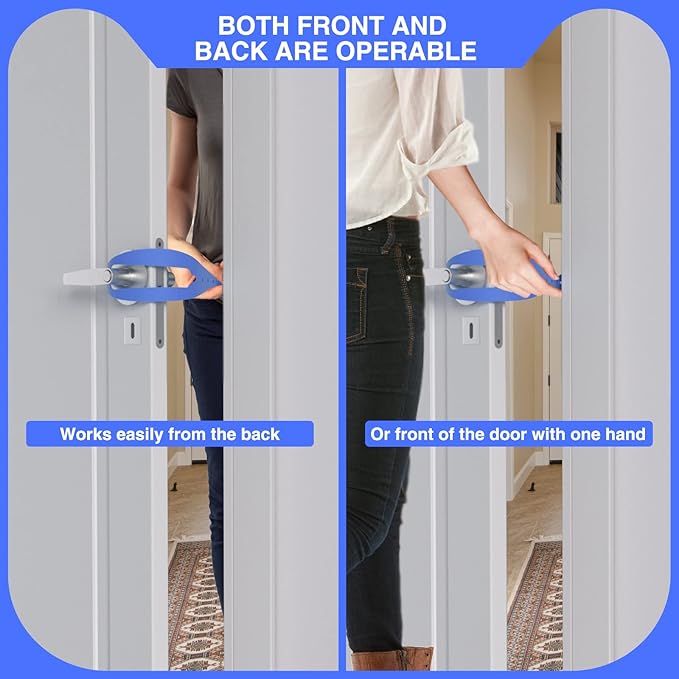 Cat Door Holder Latch Larger Adjustable Cat Door Alternative Fast Latch Strap Let Cats in and Keeps Dogs Out of Litter & Food and Safe Baby Proof No Measuring Easy to Install 3Pcs Blue