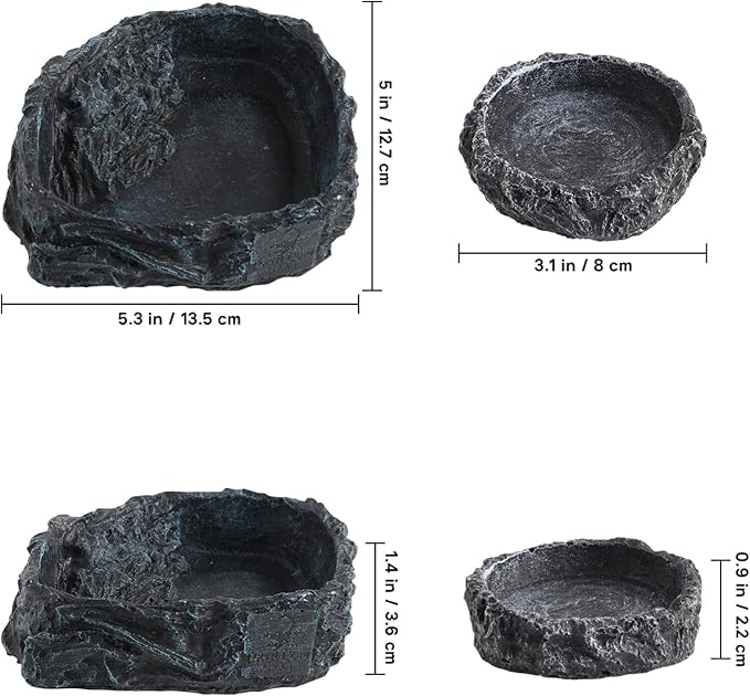 Reptile Bowl - 2Pcs Reptile Water Dish with Feeding Tongs Reptile Feeding Reptile Feeding Bowls Reptile Water Bowl Reptile Food Dish for Lizard Tortoise