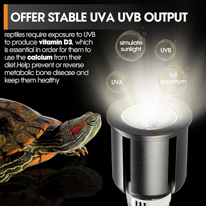 Premium 5.0 UVB Reptile Light,UVA UVB 3W Full Spectrum Tropical,UVB Bulb for Optimal Calcium Metabolism,Ideal for Tropical-Dwelling Reptiles Turtle Green Anole