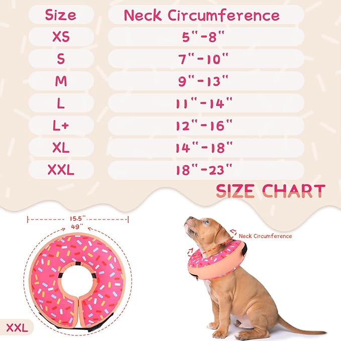 Supet Inflatable Dog Cone Collar Alternative After Surgery, Dog Neck Donut Collar Recovery E Collar for Neuter, Soft Dog Cone for Small Medium Large Dogs