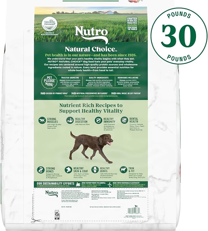 Nutro Natural Choice Adult Large Breed Dry Dog Food, Lamb and Brown Rice Recipe, 30 lbs.