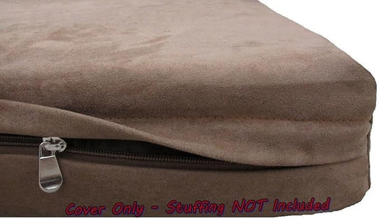Dogbed4less DIY Pet Bed Pillow Brown MicroSuede Duvet Cover and Waterproof Internal case for Dog at 47X29X4 Inch - Covers only