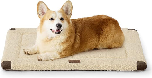 Bedsure Washable Dog Crate Bed for Medium Dogs, Reversible Foam Floor Dog Mat, Lightweight Travel Flat Pet Beds for Indoor & Outdoor Dogs (29" x 21", Beige)