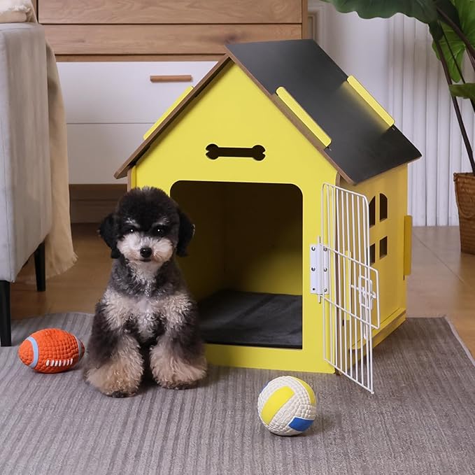 Dog House Indoor for Small Dogs or Cats, Cozy wooden design, Small indoor bed house, with Air Vents and Elevated Floor Warm Dog Cave