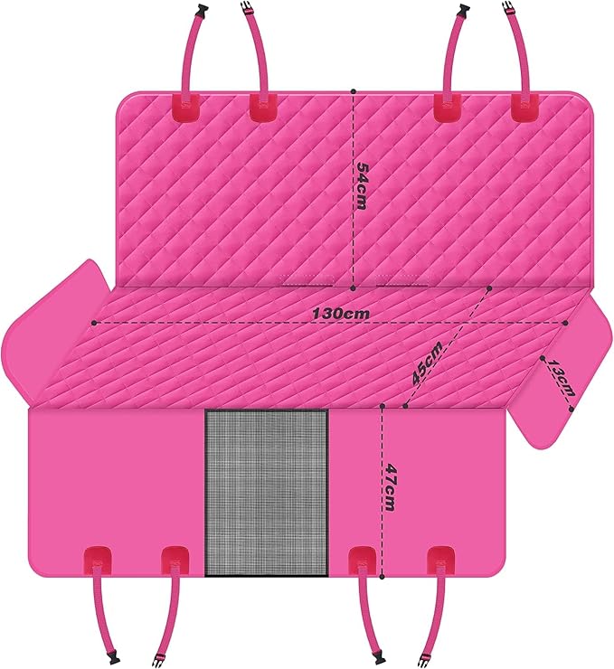 Dog Back Seat Cover Protector for Cars SUV and Trucks with Mesh Window, Scratchproof Nonslip and Waterproof Material(Pink)