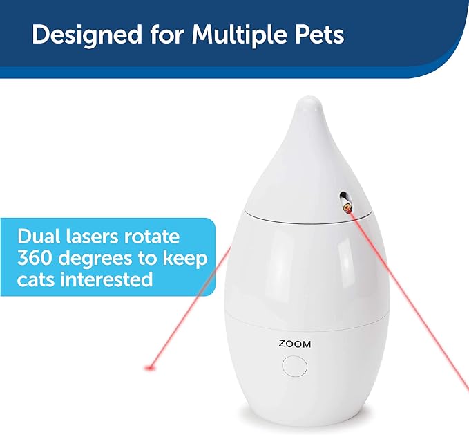 PetSafe Zoom Rotating Laser Cat Toy – Includes 2 Interactive Laser Lights