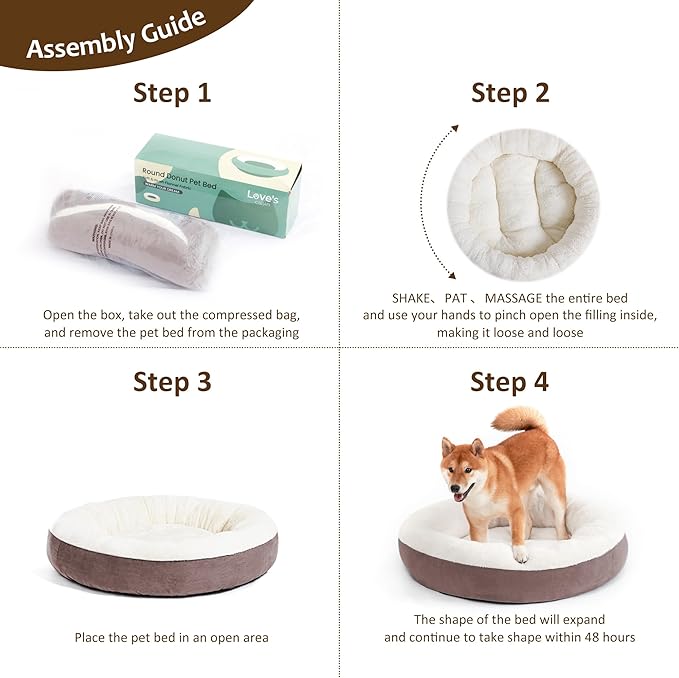 Love's cabin Round Donut Cat and Dog Cushion Bed, 20in Pet Bed for Cats or Small Dogs, Anti-Slip & Water-Resistant Bottom, Super Soft Durable Fabric Pet beds, Washable Luxury Cat & Dog Bed Burlwood