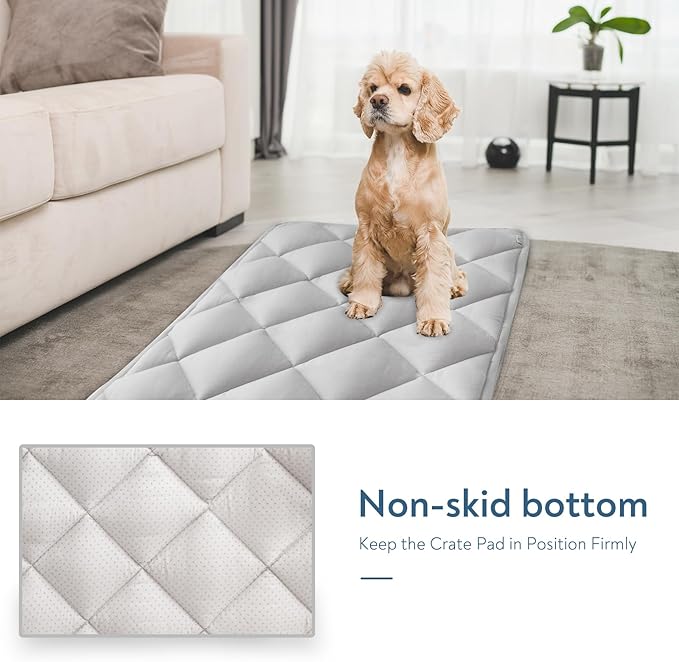 Dog Crate Pad 2 Pack (30" x 19"), Soft Dog Crate Mat with Anti-Slip Bottom, Machine Washable Kennel Pad, Crate Mats for Dog Cages, Dog Bed for Crate, Fits 30 Inch Dog Crate, Grey