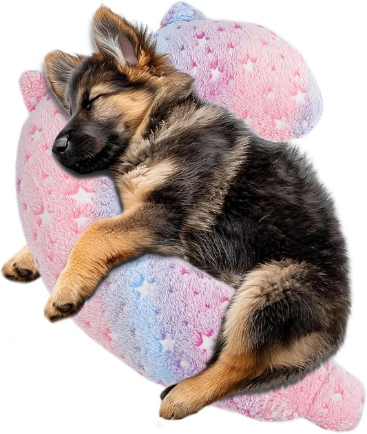 Dog Calming Pillow, Glow in The Dark Dog Throw Pillow, Soft Question Mark Pillows for Dogs, Kids, Adults, Washable Dog Bed Pillow, Cozy Dog Body Pillow Gifts (L Pink)