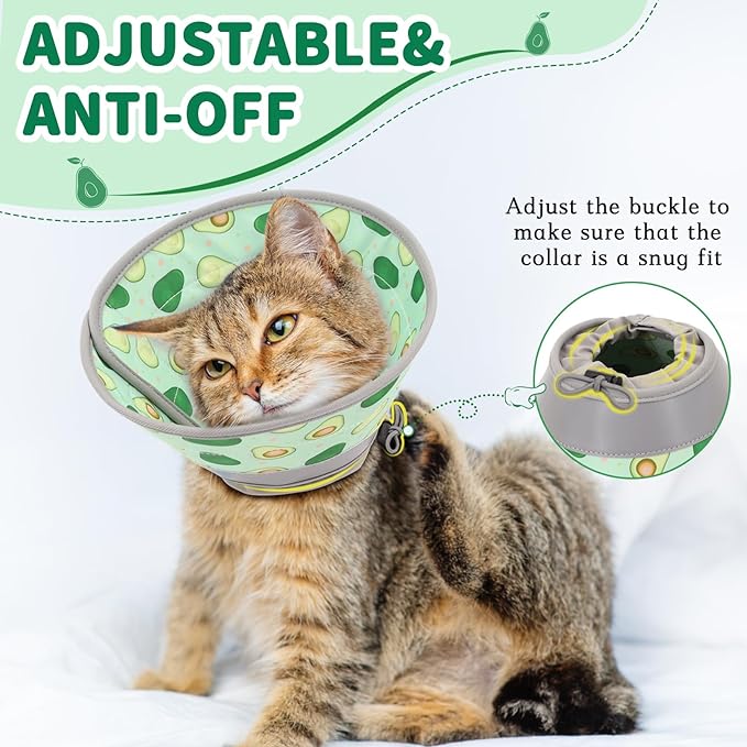 Cat Cone Collar Soft, Comfortable Cat Recovery Collar Pet Cone for Small Large Cats, Lightweight Elizabethan Collar for Cats Kittens After Surgery Prevent from Licking Wounds, Green, S