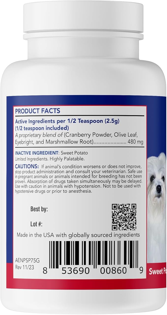 Angels’ Eyes Natural Plus Tear Stain Prevention Sweet Potato Powder for Dogs |All Breeds|No Wheat No Corn|Daily Support for Eye Health| Proprietary Formula|Limited Ingredients| Vegetarian|Nt 75g