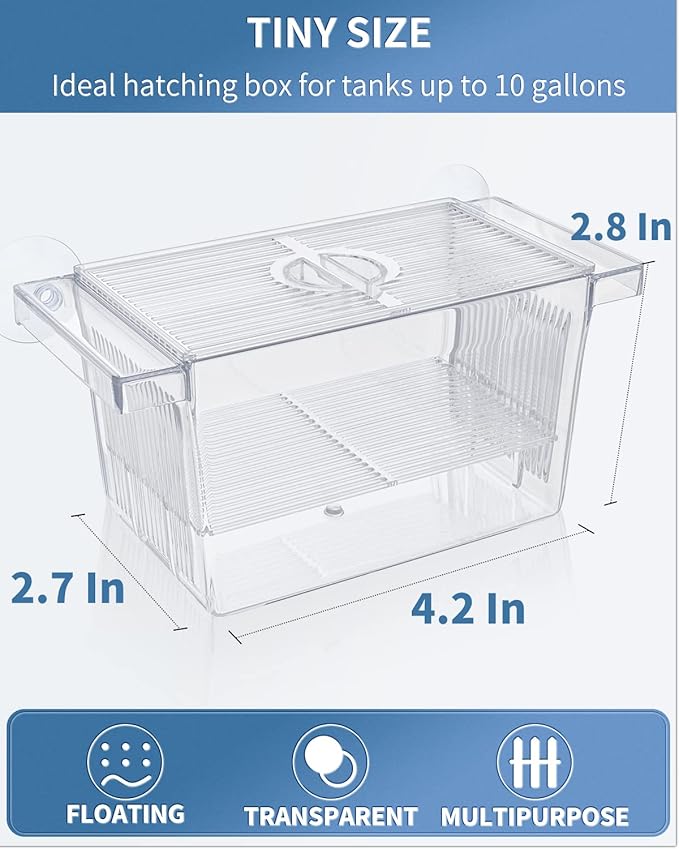 Pawfly Aquarium Fish Breeding Box Acrylic Hatchery Incubator Tank with Suction Cups Small Isolation Box for Baby Small Fish Shrimp and Betta