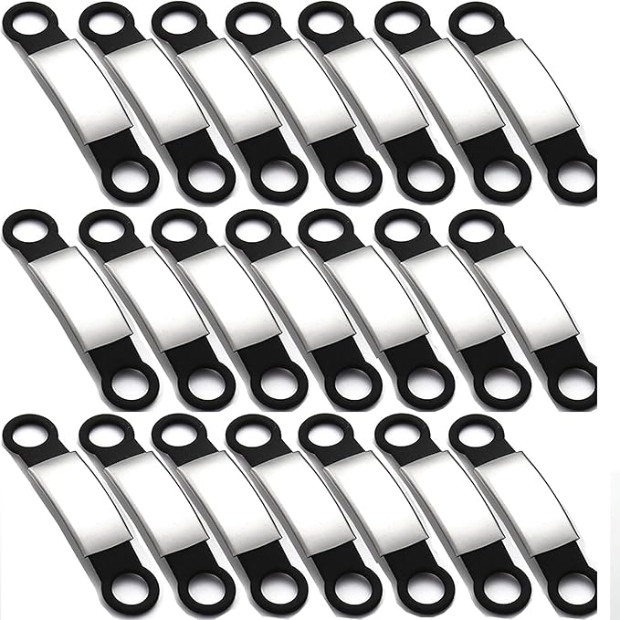 21 Pcs Blank Slide On Silent Pet ID Tags, Blank S/M/L Quiet Chew-Proof Pet Collar Tag, Stainless Steel Silicone Dog Cat Pet Name Tag (S, Black)