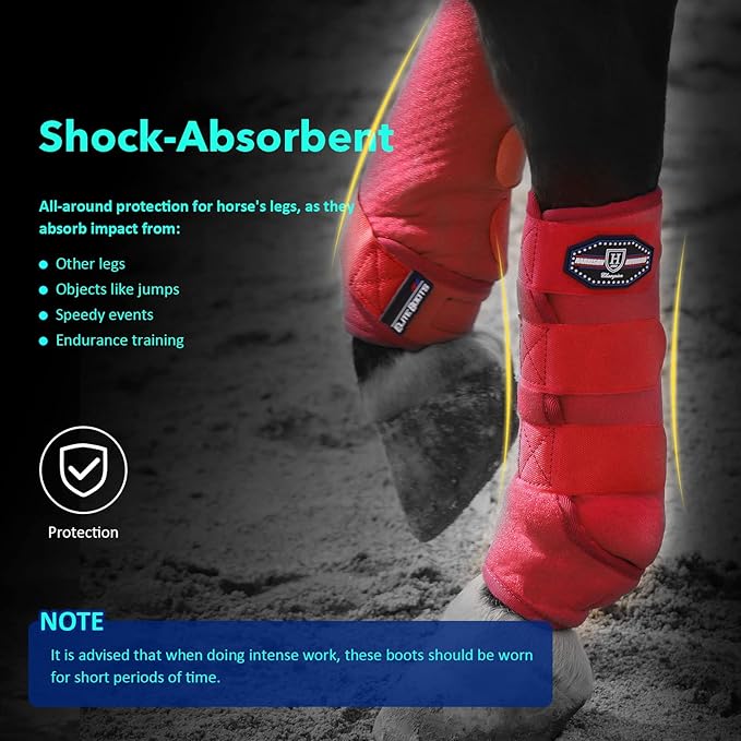 Harrison Howard Horse Sport Medicine Front Shock-Absorbing Boots All-Round Lower Limb Protection & Support Sport Boots Athletic Boots Perfect for Endurance Training and Performance Scarlet Red M