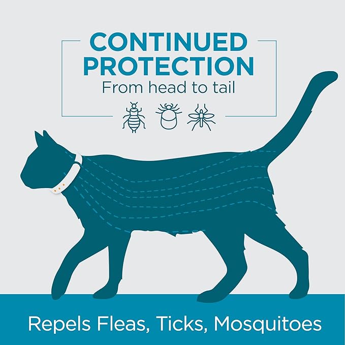 TevraPet Proact Flea and Tick Collar for Cats, 8 Months of Flea and Tick Protection, Repels Mosquitos - 2ct