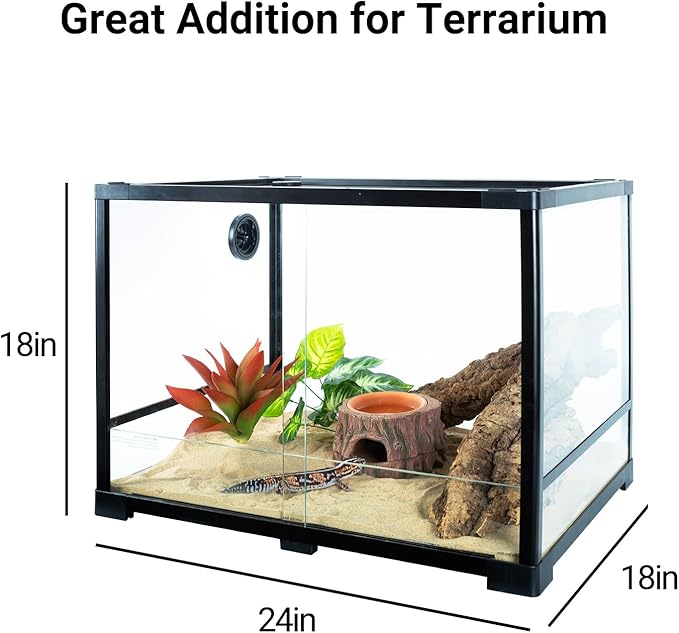 3 in 1 Reptile Hide Cave with Detachable Base & Humidity Dish, Essential Tank Terrarium Decor Humid Hideout Accessories for Small Reptiles Crested Gecko, Leopard Gecko, Lizard, Snake, Crabs