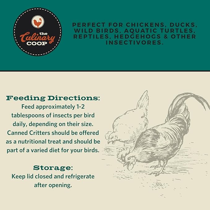 Fluker's Culinary Coop Canned Mealworms and Crickets Chicken Treat, All Natural and Packed with Protein, 2.75 oz (Pack of 2)