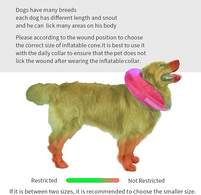 Inflatable Dog Cone,Adjustable Recovery Collar for Dogs After Surgery,Prevent from Biting & Scratching,Not Block Vision (L, Pink)