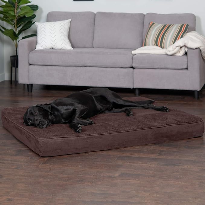 Furhaven Memory Foam Dog Bed for Large Dogs w/ Removable Washable Cover, For Dogs Up to 125 lbs - Terry & Suede Mattress - Espresso, Jumbo Plus/XXL
