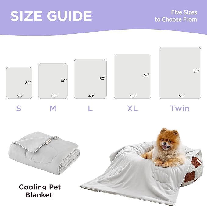 Lesure Premium Cooling Blankets for Medium Dogs - Washable Dog Cooling Throw Blanket with Q-MAX>0.4，Durable Self Cooling Pet Mat for Cat, Soft Cooling Summer Blanket for Hot Weather, Grey, 30x40