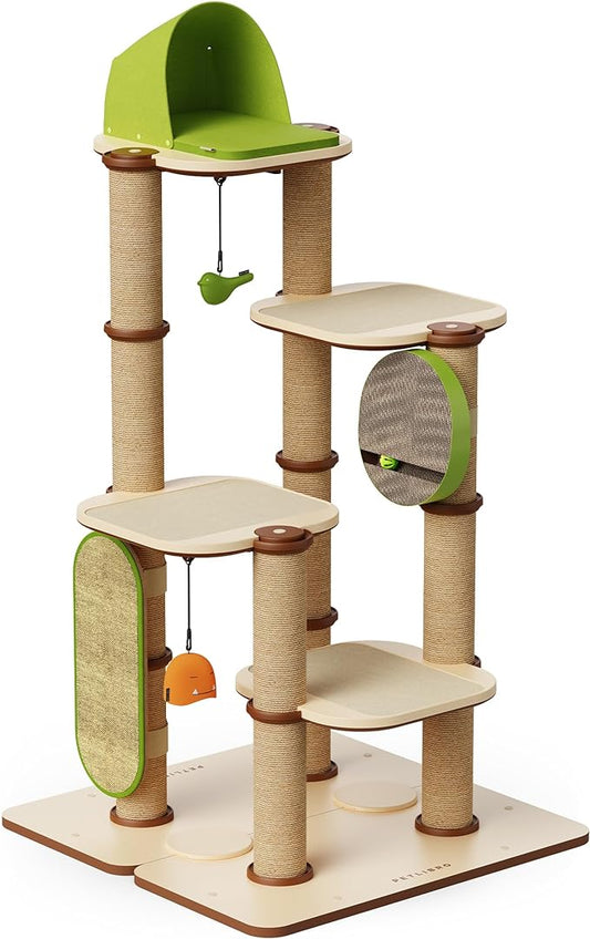 PETLIBRO Infinity Cat Tree Tower for Indoor Cats, Modular Design with Cat Bed, Toy, Felt Pads, Sisal Scratching Posts, 2-Second Setup, Sturdy Multi-Level Activity Center Cat Condo for Any Room