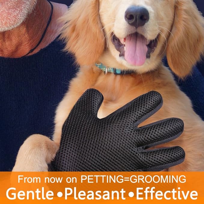 1 Pair Pet Grooming Glove,Gentle Deshedding Brush Glove Hair Remover Brush for Dogs,Cats & Horses with Long & Short Fur