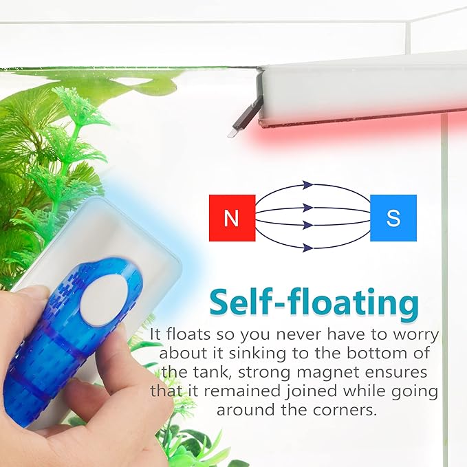 Magnetic Aquarium Fish Tank Glass Algae Scrapers Glass Cleaner Scrubber Clean [Blades Attachment, Floating, Scratch-Free, Non-Slip, Magnetizing] L