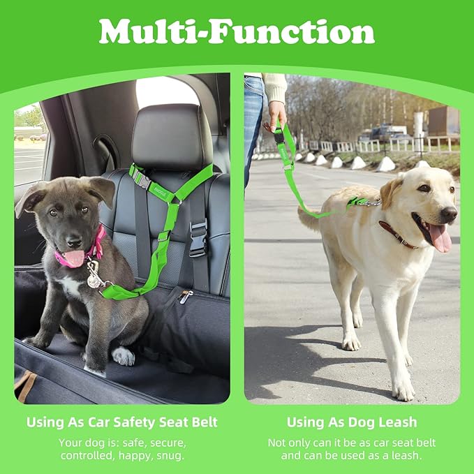 BWOGUE Pet Dog Cat Seat Belts, Car Headrest Restraint Adjustable Safety Leads Vehicle Seatbelt Harness (1 Pack)