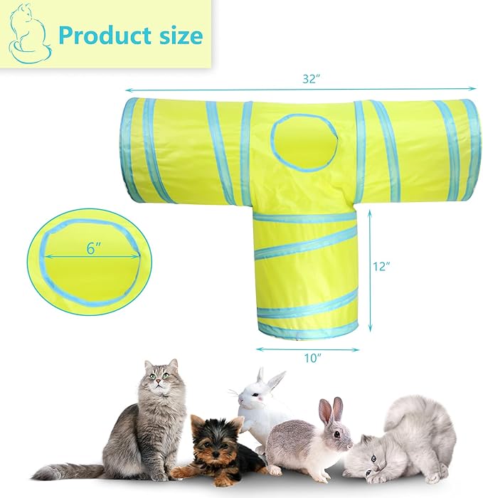 Cat Tunnel, Collapsible Tube with 1 Play Ball Kitty Toys, 3 Ways Cat Tunnels for Indoor Cats, Puppy, Kitty, Kitten, Rabbit