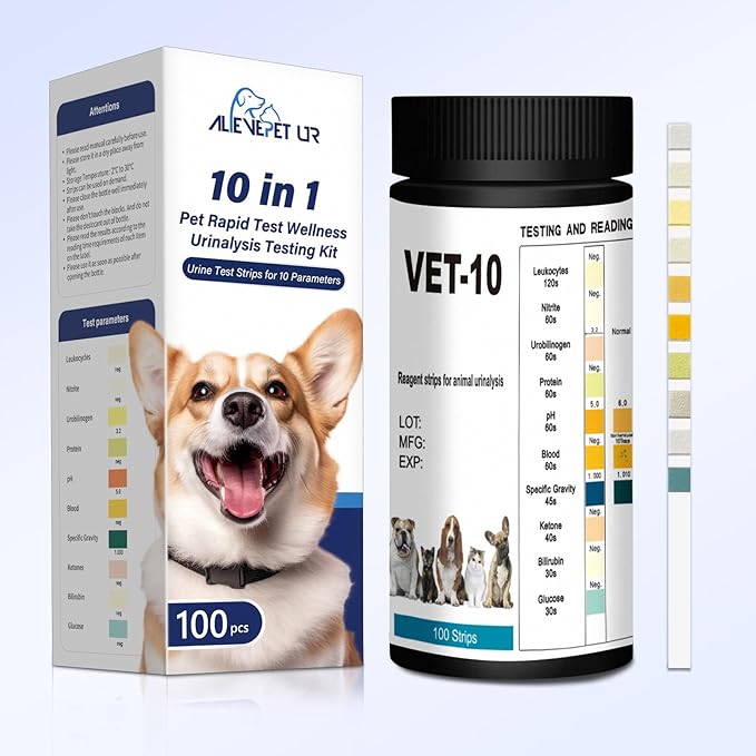 Urine Test Strips for Dogs & Cats - Vet-Approved Home Veterinary Kit for Quick, Reliable, and Easy Pet Care and UTI Detection - High Accuracy Pet Health Monitoring Tool, 2 Packs