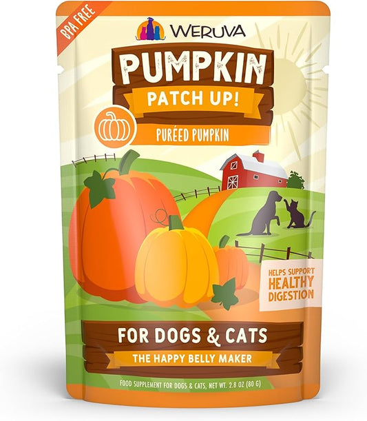 Weruva Pumpkin Patch Up!, Pumpkin Puree Pet Food Supplement for Dogs & Cats, 2.80oz Pouch (Pack of 12)