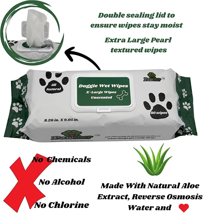 Puppy Care Box - includes Dog wipes, Paw Balm, Dental Finger Wipes and dog poop bags rolls with bone-shaped dispenser - puppy essentials for grooming, teeth cleaning and paw care.