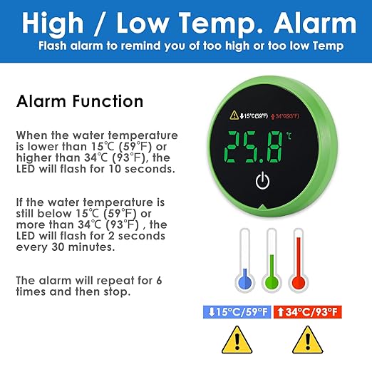 AquarMiracle Digital Aquarium Thermometer Fish Tank Thermometer Touch Screen Thermometer with LCD Display for Fish, Amphibians and Reptiles