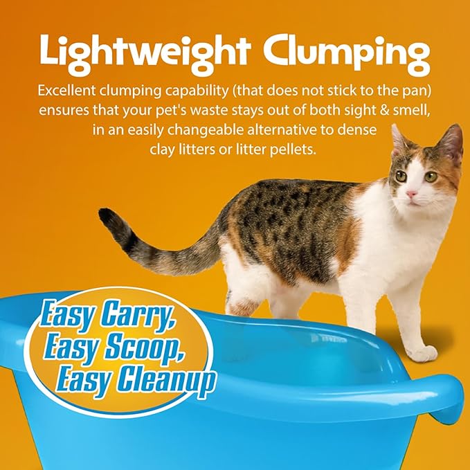 All Natural Clumping Cat Litter, 20 Pound (320oz 1 pack) - Alternative to Clay and Pellet Litter - Chemical and 99% Dust Free - Unscented and Lightweight