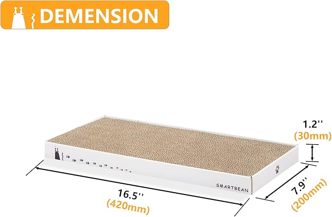 Cardboard Scratcher Pad Scratching post:Smartbean Cat Scratch Pad,Cat Scratching Post with Durable&High Density Cardboard, Indoor Toy for Cat, Double-sided Design For double life (16.5x7.9x1.2 inches)