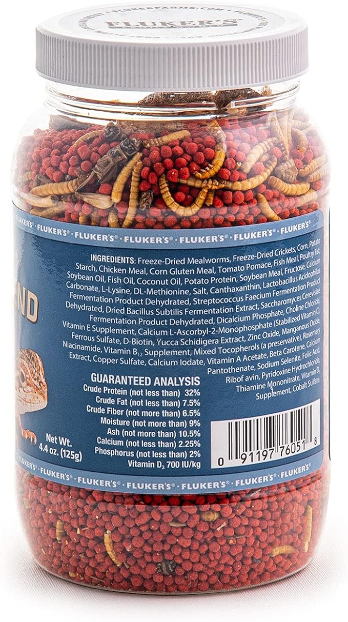 Fluker's Buffet Blend Juvenile Bearded Dragon Diet, Mealworms, Crickets and Pellets, 8.5 oz