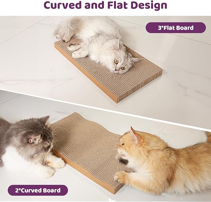 5 in 1 Cat Scratcher Cardboard,XL-Large Cat Scratch Pad,Cat Scratching Boards with Box for Medium to Large Cat Indoor Use Protecting Furniture Wall and Sofa