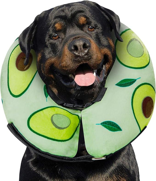 Dog Cone Collar for Small Medium Large Dogs for After Surgery, Pet Inflatable Neck Donut Collar Soft Protective Recovery Cone for Dogs and Cats - Alternative E Collar Does Not Block Vision - Green,XL