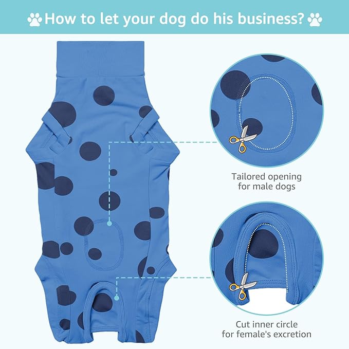 Recovery Suit for Dogs, Professional Soft Breathable Dog Surgery Suit Post Spay, Neuter, Abdominal Surgical Suit Prevent Licking Wounds, Dog Recovery Suit Male Female Can Pee (Blue, Small)