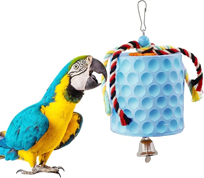 Extra Large Bird Chewing Toy, Parrot Beak Grinding Calcium Stone with Bells, Bird Cage Accessories, Cage Toys for Cockatiel Parakeet Parrot Budgies Rat Hamster Chinchilla Rabbit Bunny African Grey