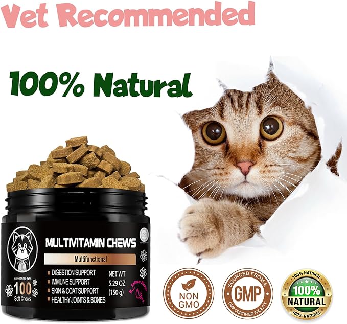 Cat supplements - Lysine for Cats - Cat Supplements & Vitamins- Cat Immune Support, Digestive Support - Sneezing Relief - Lysine Cat Treats - Cat vitamins for indoor cats - Cat health supplies