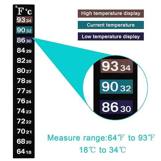 20 Pieces Digital Temperature Sticker Adhesive Thermometer Strip Aquarium Thermometer Sticker Temperature Thermometer Strips in Degree Fahrenheit and Celsius Display for Fish Tank and Aquarium