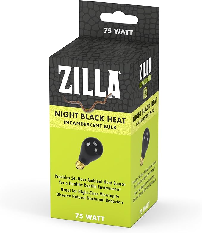 Zilla Reptile Terrarium Incandescent Heat Bulb, Night Black, 75 Watts, 1 Count (Pack of 1)